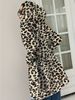 Women's Leopard Print Hooded Coat With White Faux-Fur Collar Full-Zip Closure Soft Flannel For Warmth, Hine Washable_voghion.com
