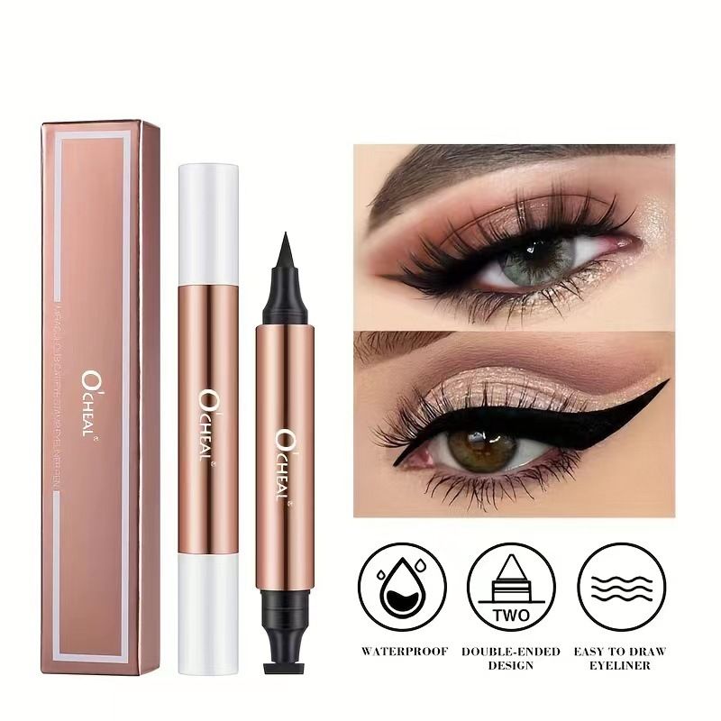 O'CHEAL Cat Eye Charm Seal Doppelkopf-Eyeliner-Stift, 2,8 g, Anfänger, schnelltrocknend, langanhaltend, verwischt nicht, wasserfest, 3 Sekunden, schnellwirkend, fortgeschritten_voghion.com