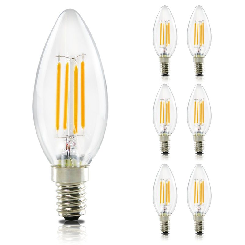 LED E14 Glühbirne Leuchtmittel - 6ER Warmweiß Lampe Kerze 4W 2700K Filament Birne Retro Edison C35 Glühlampe Glas Energiesparlampe - Nicht dimmbar_voghion.com