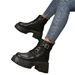 Neue, dekorative Plateaustiefel mit seitlichem Reißverschluss und Gürtelschnalle in Übergröße für Damen mit niedrigem Schaft._voghion.com