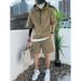 Hooded Workwear Men's Summer 2025 New Loose Zipper Two-Piece Fashion Solid Color Trendy Shorts Set_voghion.com