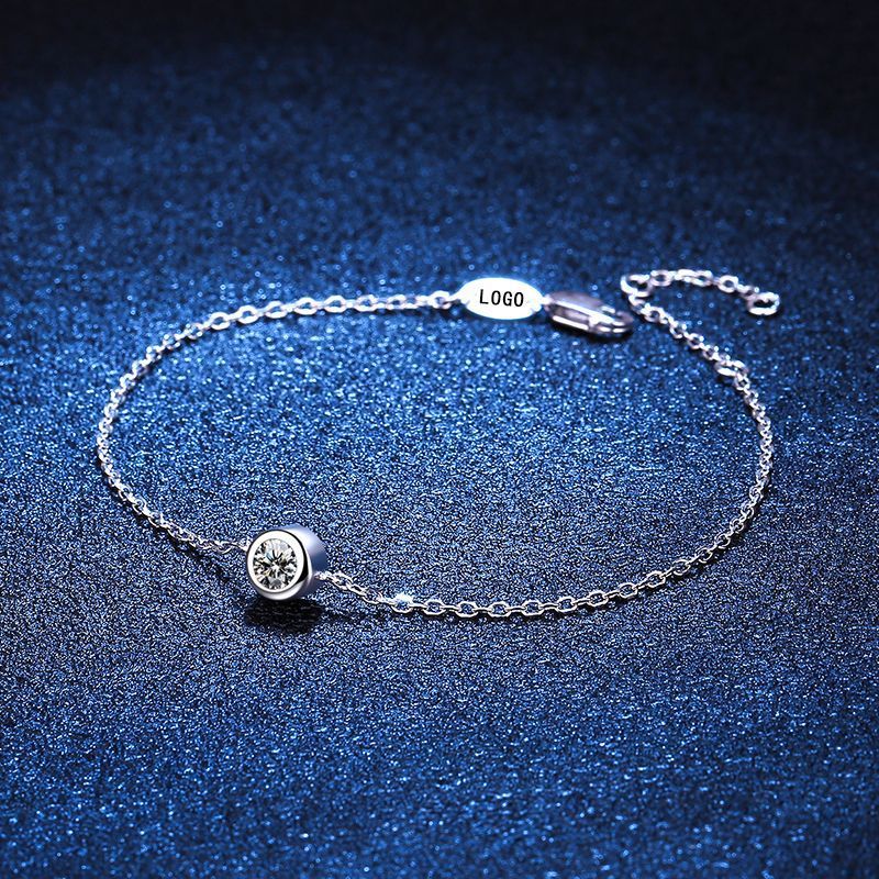 S Reines Silber French Paris Lucky Bubble Einzelnes 30 Karat plattiertes Moissanit-Diamant-Armband für Damen_voghion.com