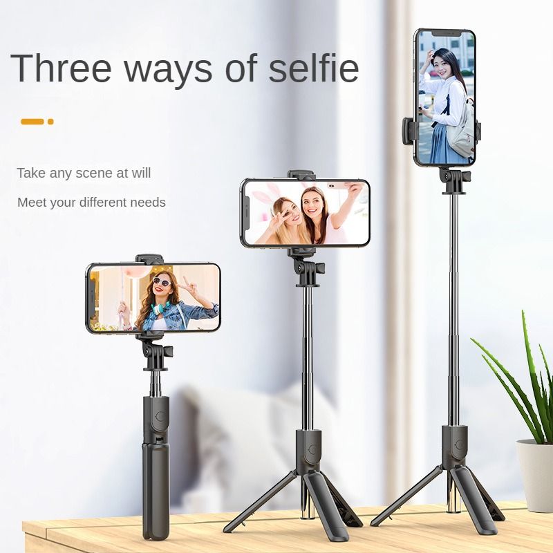 360 Degrees Rotatable Handheld Anti-Shake with Bluetooth Selfie Stick and Tripod for Live Broadcast_voghion.com