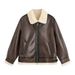 Men's Faux Leather Bomber Jacket With Shearling Collar – Streetwear PU Biker Coat, Windproof & Anti-Scratch (M-5XL, Black/Tan)_voghion.com
