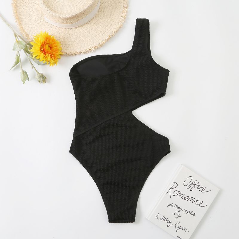 Badetøy Rynket stoff Sexy One-Piece One Shoulder Bikini Badetøy Dame Bikini_voghion.com