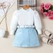 Kinderkleding Meisjes Mode Herfst En Winter Stijl Pofmouw Top Effen Kleur Pu Leren Rok Riem Driedelig Pak_voghion.com