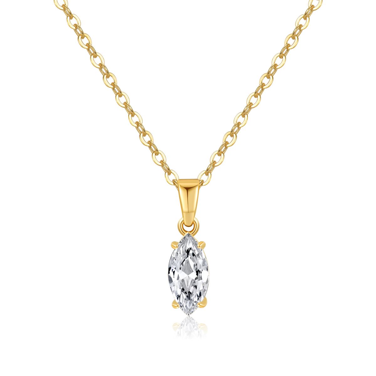 Collana con ciondolo in zircone in oro vero placcato in rame K, semplice catena per clavicola, regalo per fidanzata, collana da sposa_voghion.com