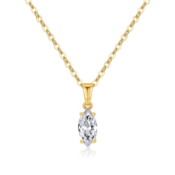 Collana con ciondolo in zircone in oro vero placcato in rame K, semplice catena per clavicola, regalo per fidanzata, collana da sposa_voghion.com