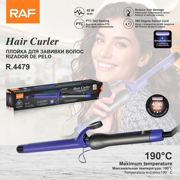 Prostownica do włosów RAF New Ceramic Plate 360°, obrotowa, do suszenia i kręcenia włosów na mokro, podwójnego zastosowania, duża, z lokówką i grzywką_voghion.com