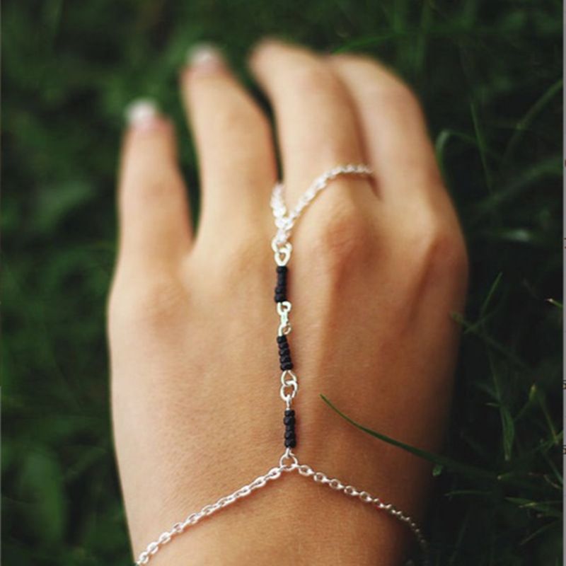 Fashionable Summer Women's Versatile Personalized Handicrafts With Simple Black Rice Beads And Multi Stranded Finger_voghion.com