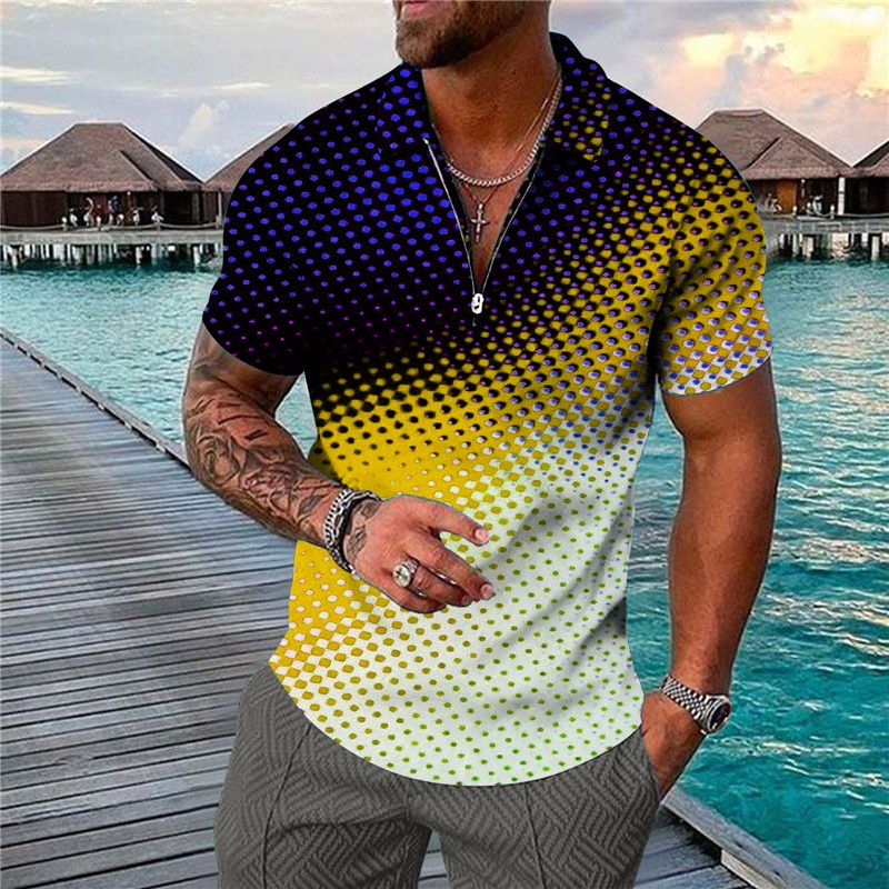 2023 Nuova polo da uomo, leggera, business, casual, a maniche corte, polo da uomo con risvolto alla moda_voghion.com