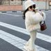 Girls' Faux Fox Fur Coat – Premium Winter Jacket With Plush Lining & Hidden Snaps (90-150cm, Beige/Camel)_voghion.com