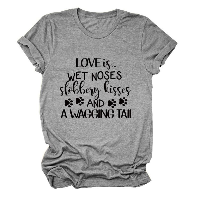 Fashion Personality Short-sleeved T-shirt Valentine's Day LOVE IS LOVE Color Electrocardiogram Print Short-sleeved T-shirt_voghion.com