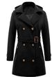 Women's woolen coat elastic belt double-breasted design light and mature women's coat_voghion.com