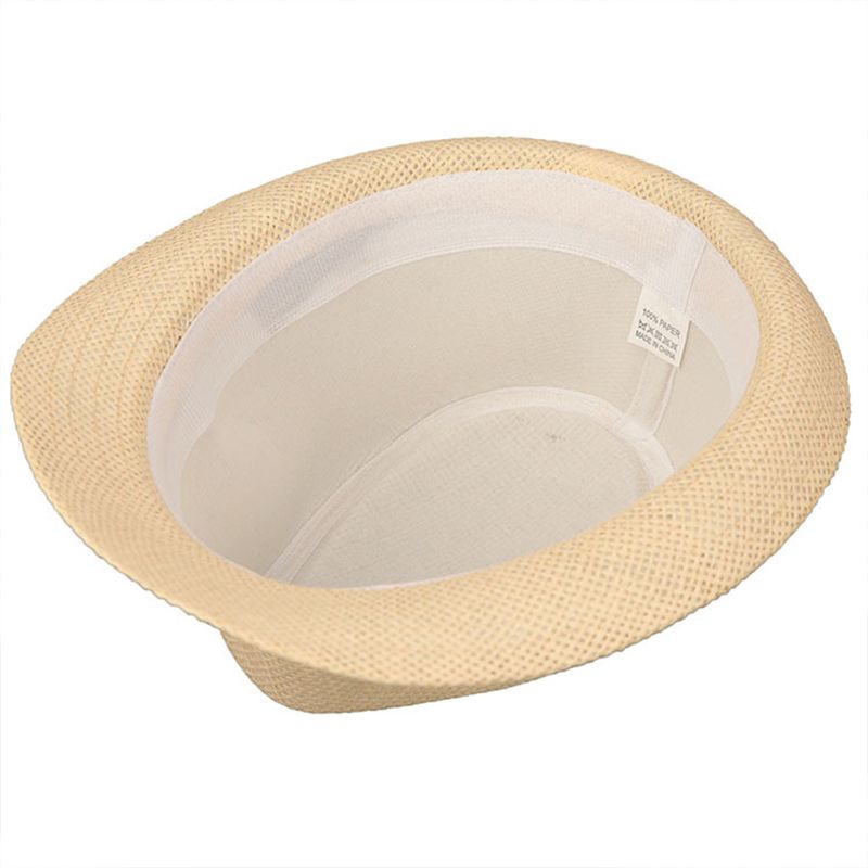 New Arrivals Classic Style Straw For Timeless And Elegant Look Fedora Sun Hat Panama Summer Beach Beige Children_voghion.com