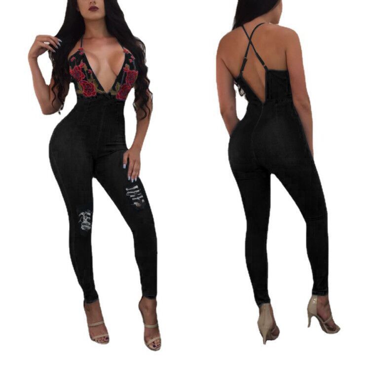 Damemode skinny jeans Rose broderi hofteholder_voghion.com