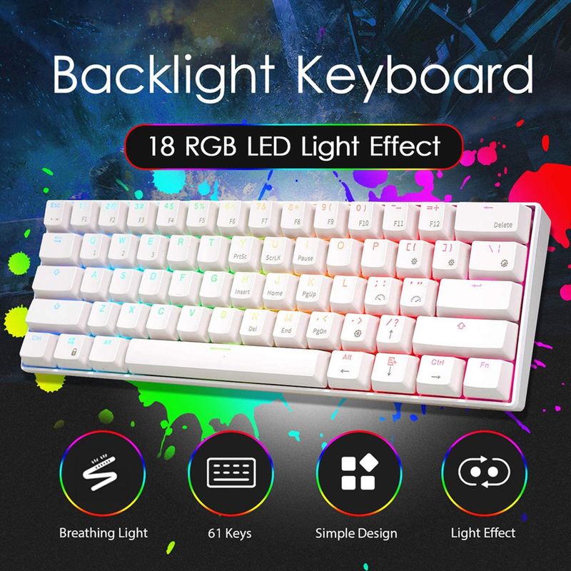 Farfi RK61 Desk Keyboard Sensitive Low Latency Ergonomic Wired Bluetooth-compatible Gaming Mechanical Keyboard For Office_voghion.com
