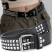 HOT Gothic PU Leather Studded Waist Belts Solid Eyelet Metal Pin Buckle Square Bead Rivet Belt Punk Jeans Decorative_voghion.com
