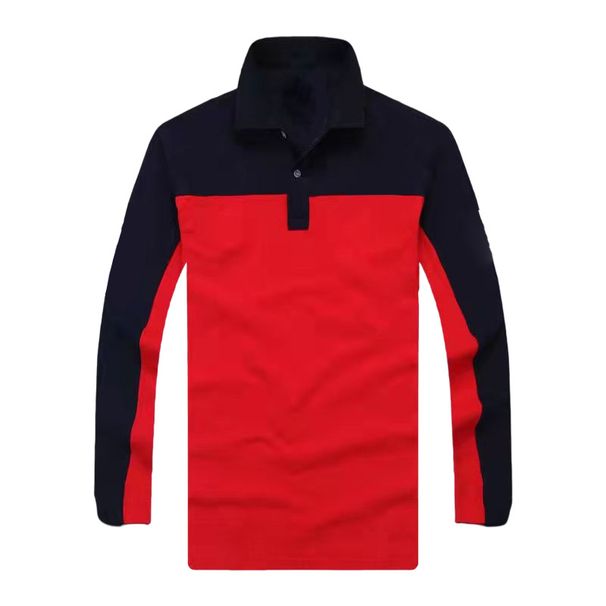 Polo da uomo a maniche lunghe in cotone perlato ricamato, vestibilità ampia_voghion.com