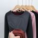 Body Shaping Top Women's T-Shirt Winter Thickened Thermal Underwear Fleece Lined Round Neck 37 Base Layer Integrated_voghion.com