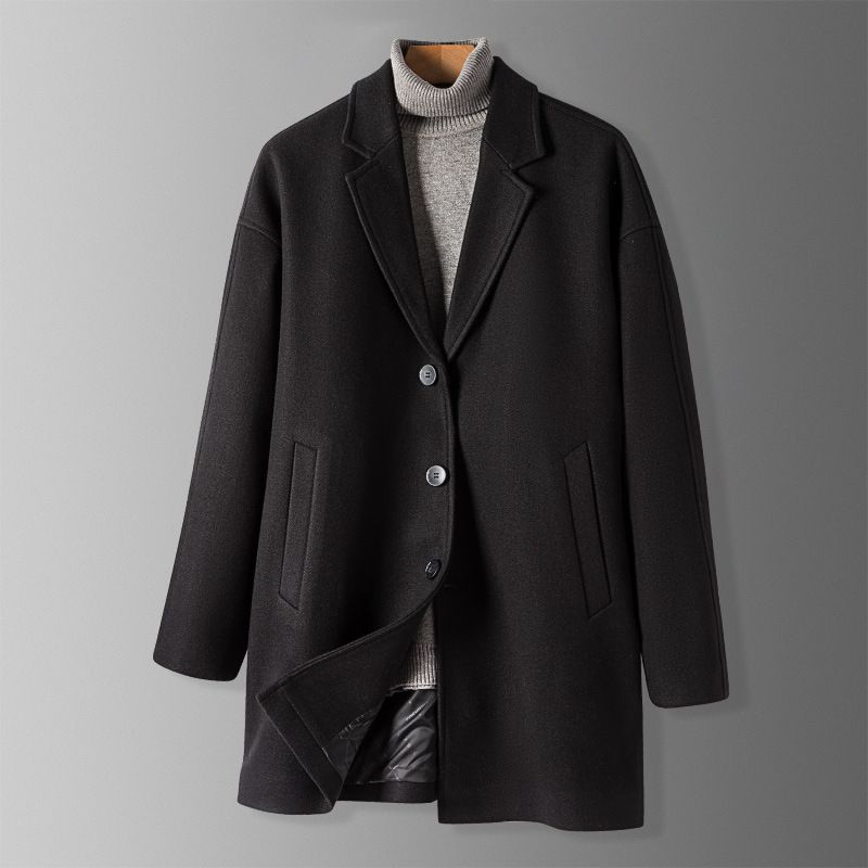 ​​Men’s Oversized Wool-Blend Trench Coat – Drop Shoulder Double-Faced Overcoat With Triple Button Closure ( Streetwear Inspired Autumn Outerwear​​_voghion.com