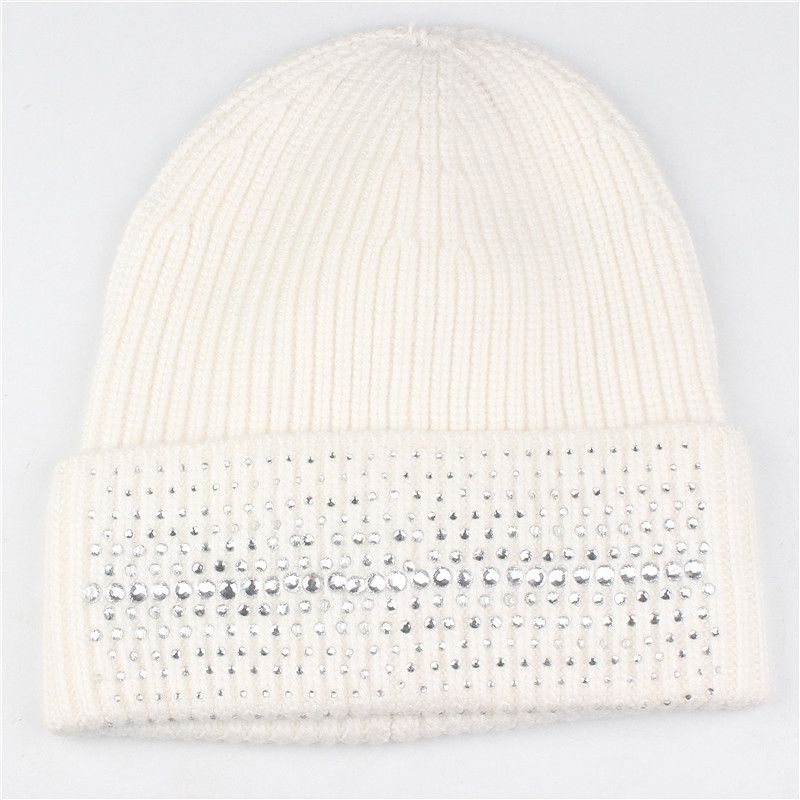 New Autumn and Winter Women's Cashmere Rabbit Fur Blended Warm High-grade South African Diamond Fashion Knitted Pullover Hat_voghion.com