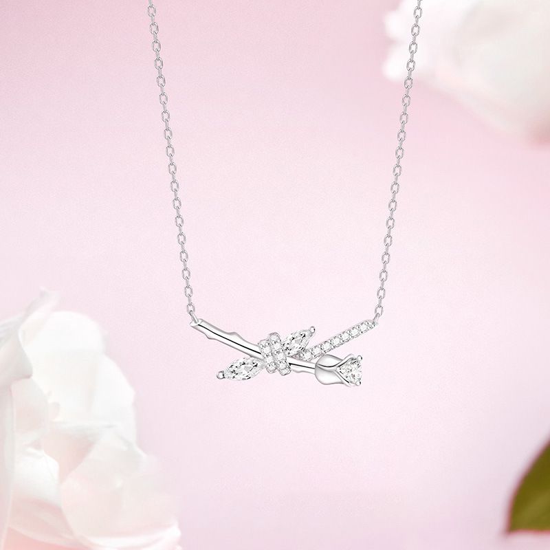 Sterli VENUS Sier Necklace for Women Girl Zircon Flower Rose Temperament  Sweet  Romantic Jewelry Gift_voghion.com