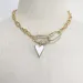 Collane con ciondolo Moda Cuore bianco Collana Catena color oro massiccio per donne Stile hip-hop Choker apribile Moschettone_voghion.com