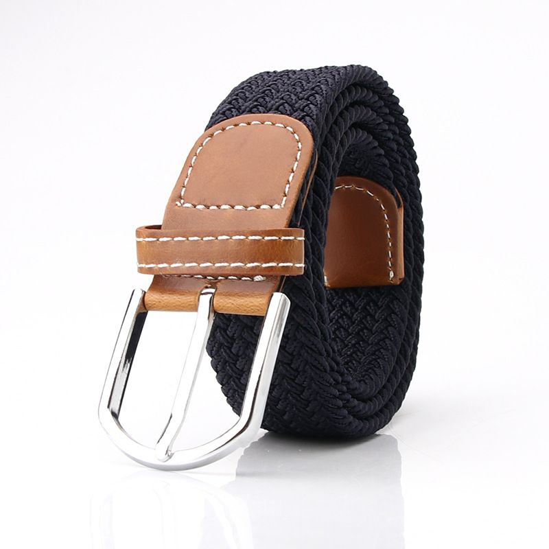 Popular elastic woven women's canvas belt, casual pin buckle women's trouser belt, men's elastic belt  _voghion.com