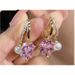 Pink four leaf flower pearl for women, light luxury, high-end sense, fashionable temperament, ear buckles, new trendy_voghion.com