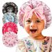 Cuffia da notte in raso stampato per bambini con elastico, fiocco, rotonda, carina, coordinata, per la cura dei capelli_voghion.com