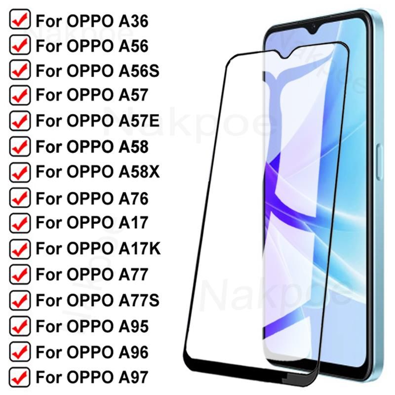 9999D Volledige Beschermende Glas Voor OPPO A36 A56 A57 A57E A58 A58X Gehard Screen Protector A17 A17K A76 A77 a95 A96 A97 Glas Film_voghion.com
