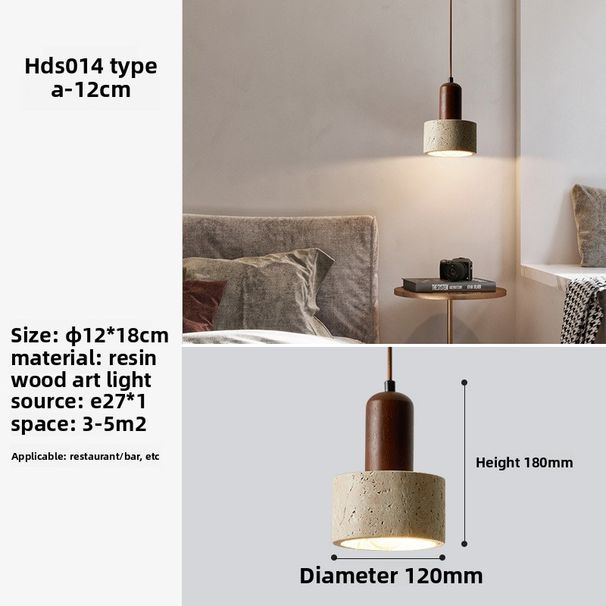 Lampada a sospensione creativa in stile nordico per camera da letto, ristorante, bar, caffetteria, comodino giapponese Wabi-Sabi in travertino giallo_voghion.com