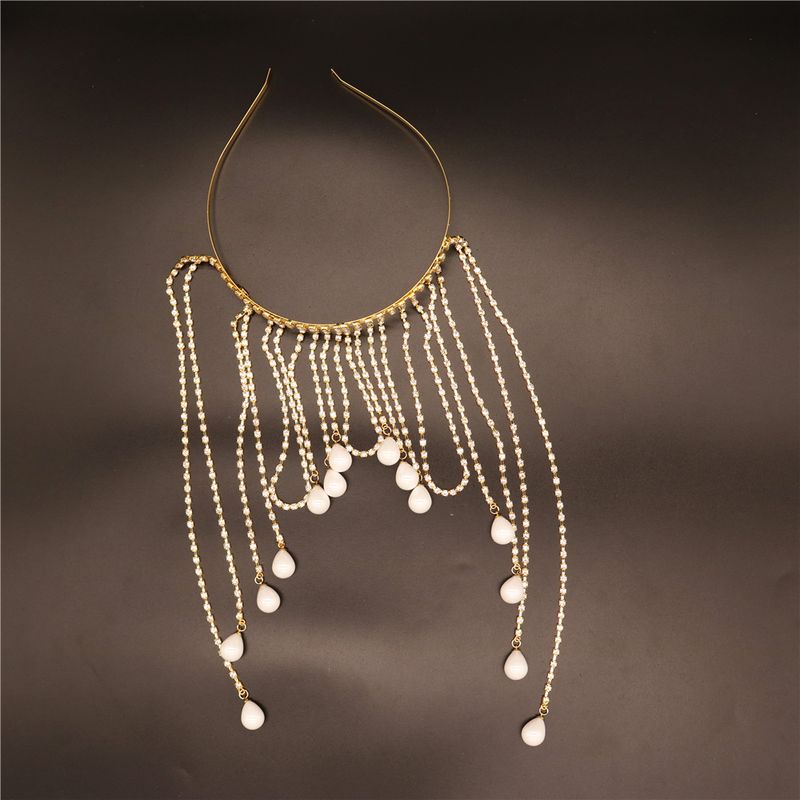 Acessório de cabelo com faixa de cabeça de luxo para casamento, joia e chapéu para mulheres, com strass brilhante e longo_voghion.com