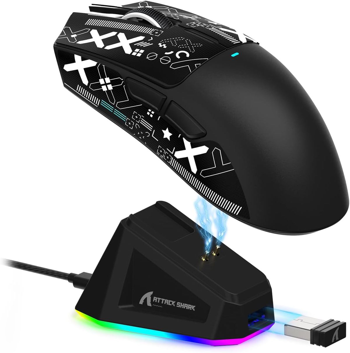 ATTACK SHARK X11 Leichte kabellose Gaming-Maus mit wiederaufladbarem RGB-Tri-Mode-2.4G/USB-C PAW3311-optischem Sensor für_voghion.com