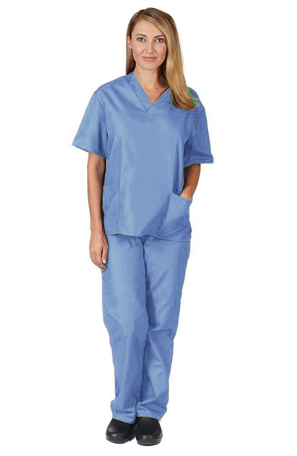 Damen Krankenhaus Polyester-Baumwolle Design Handwaschkleidung Arzt Kurzarm Arbeitskleidung Spa Schönheit Kleidung geteilter Anzug Handwaschkleidung_voghion.com