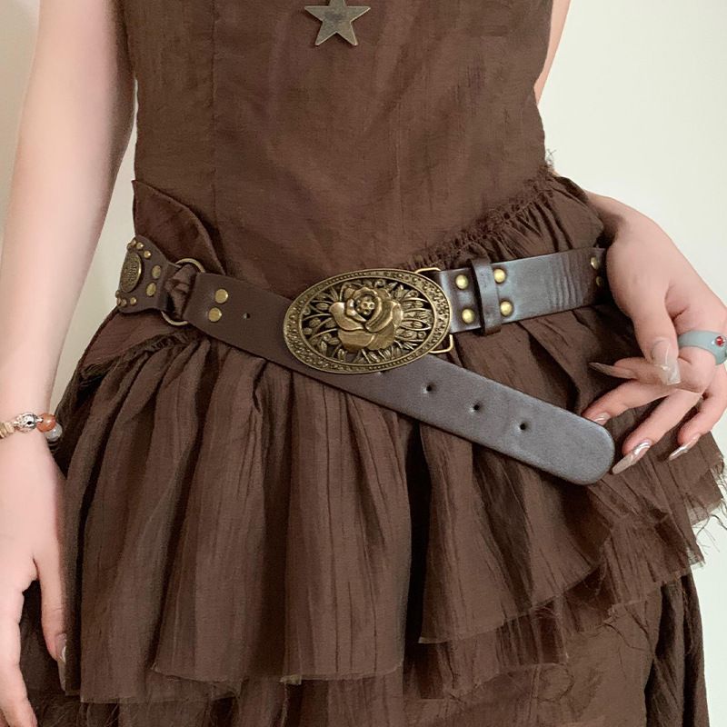 Bohemian Bruine Riem Dames Decoratie Met Rok Veelzijdige Retro Niche Design Riem_voghion.com