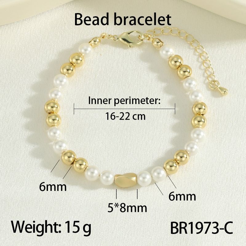 Bracciale di perle distanziatrici irregolari in stile New Baroque con perle di rame massiccio di alta qualità_voghion.com