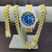 Hip Hop Quartz Men's Watch With Cuban Link Bracelet & Necklace Set - Stylish Square Dial Alloy Wristwatch For Men_voghion.com