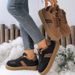 Damen-Wintersneaker mit Plüschfutter, dicker Gummisohle, niedrigem Absatz, rutschfester Passform, bequeme Stiefel mit runder Zehenpartie._voghion.com
