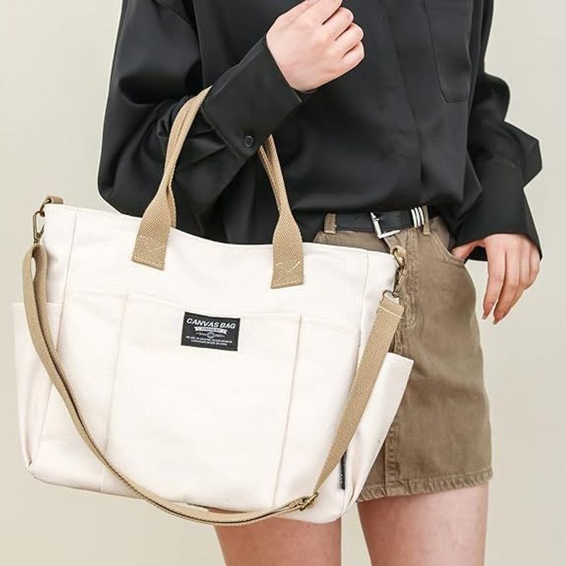 Tote Bag With Zipper Tote Bag For Women Canvas Crossbody Bag Shoulder Bag Satchel Hobo Bag Messenger Bag_voghion.com