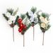 Weihnachts-Tannennadel-Schnittblumen-Simulation, grüne Pflanze, rote Beeren, Tannenzapfen, DIY, handgefertigte Dekorationen können verpackt werden_voghion.com