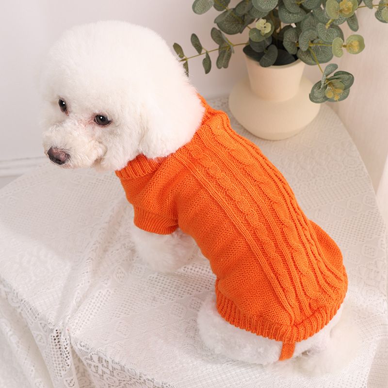 Autumn Winter Solid Color Small Teddy Dog Sweater Pet Puppy Clothes_voghion.com
