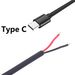 5V 3A Single To 2 Pin Bare Wire Open End 24AWG Male Pigtail Cable Cord DIY For USB C Equipment Installed 0.3/1M_voghion.com