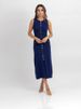 Summer New Women's Round Neck Single-Breasted Sleeveless Pocket Decorated Knitted Slim Long Dress_voghion.com