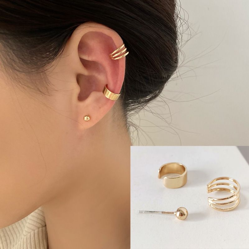Eleganti polsini multi-cerchio semplici e alla moda per donne senza piercing, stile Hong Kong, clip per osso dell'orecchio, serie Forest_voghion.com