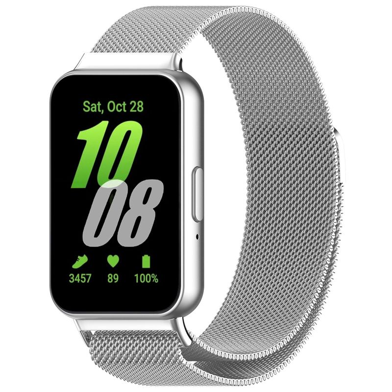For Samsung Galaxy Fit 3 Milanese Metal Steel Mesh Watch Band(Silver)_voghion.com