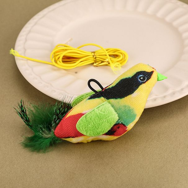 Simulated Elastic Catnip Bird Sound Resistant Bite Self-Entertainment Hanging Feather Cat Teaser Wand_voghion.com