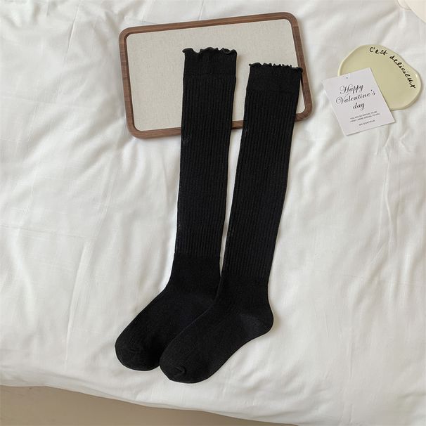 Spring And Summer Bamboo Cotton Calf For Children, Miu Style Wind Wood Ear Hollow Mesh Legs Shaping Women's Pile Socks_voghion.com