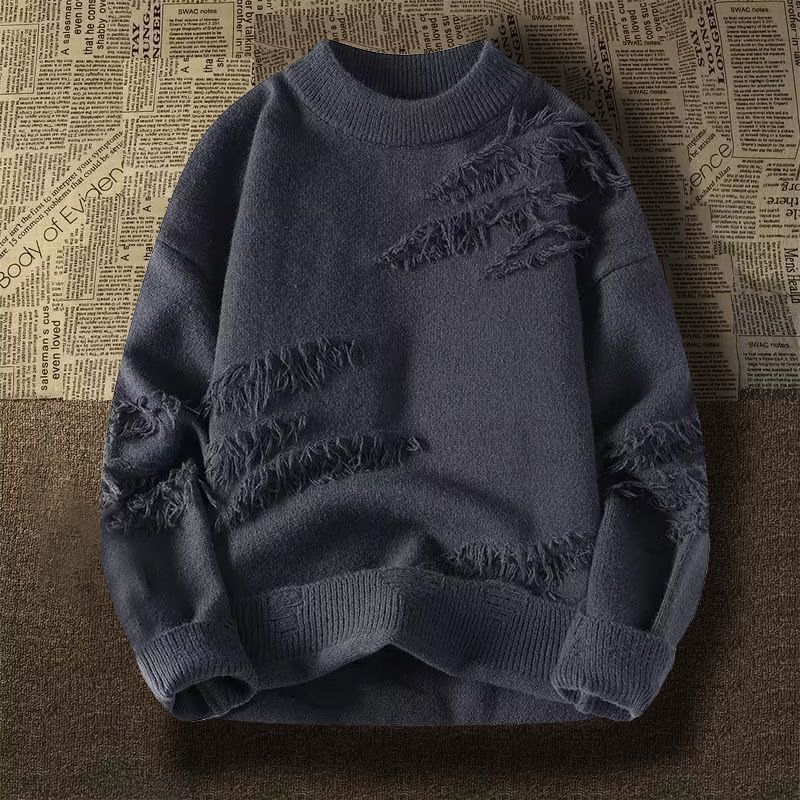 Unique Soft Round Neck Sweater For Men, Autumn And Winter, Stylish Loose Knitwear, Lazy Outerwear, Trendy_voghion.com